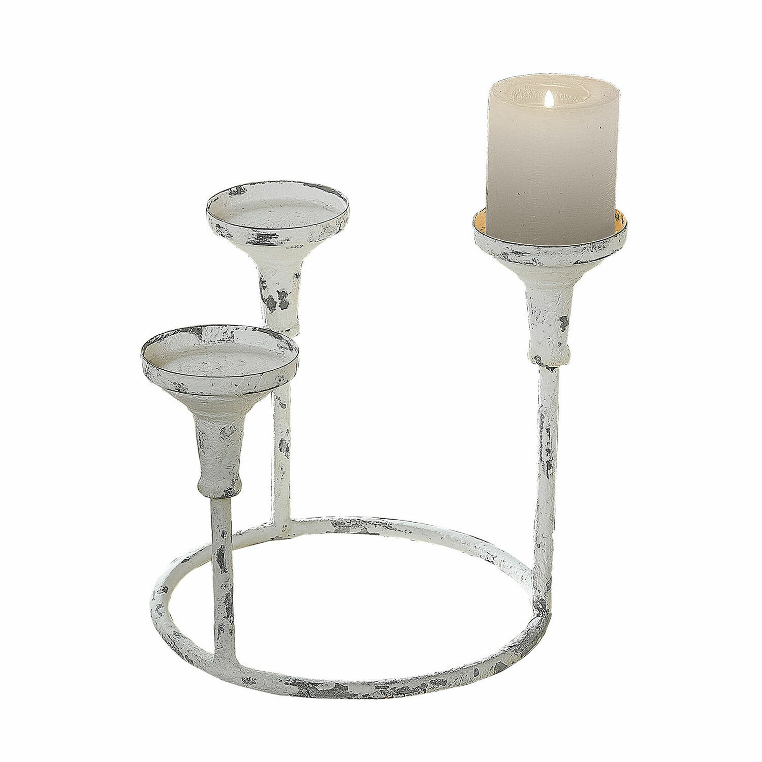 Candelabro Kivorel Candelabro de metal blanco estilo vintage con tres soportes para velas decorativas