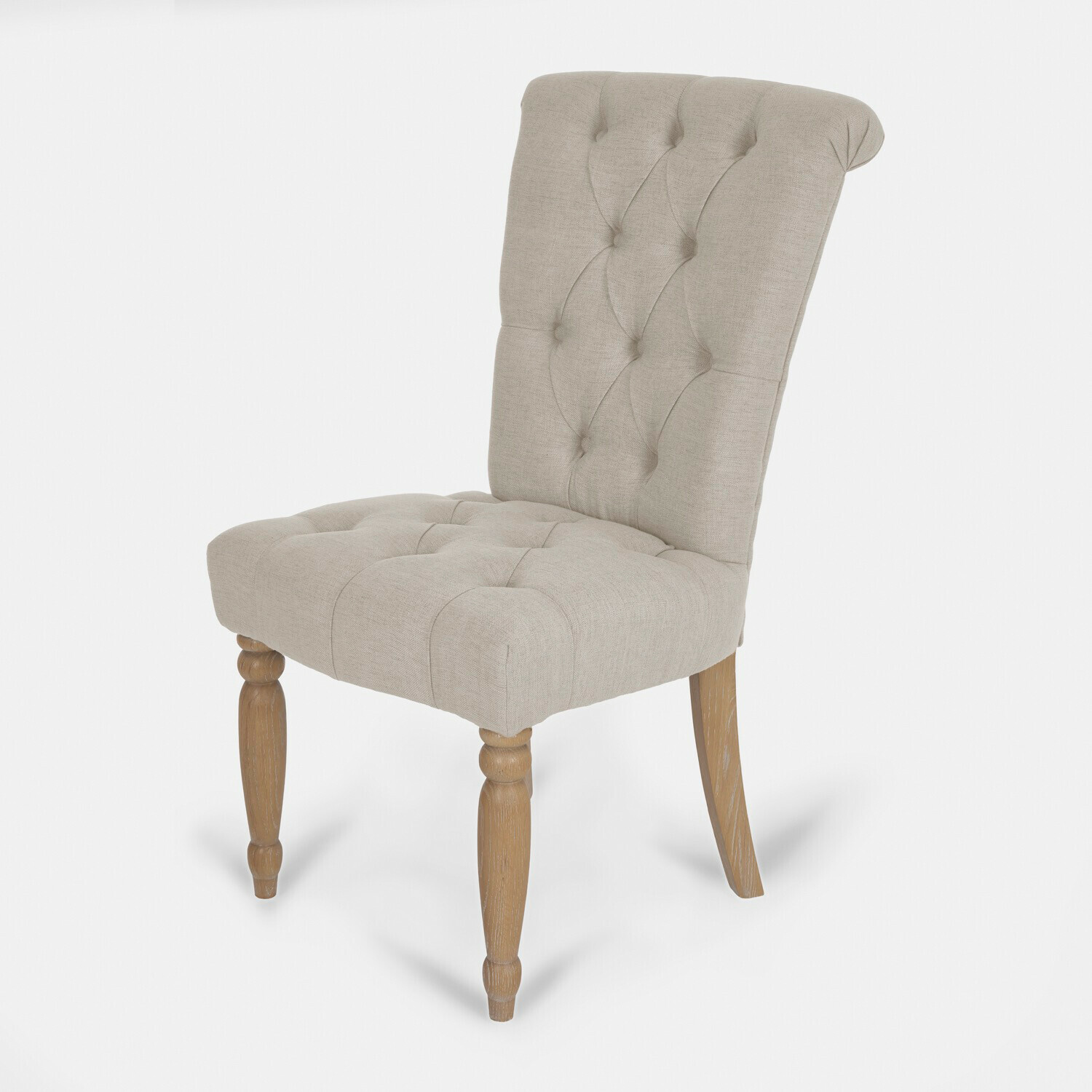 Silla Claville Silla tapizada gris con patas de madera y respaldo capitoné para comedor