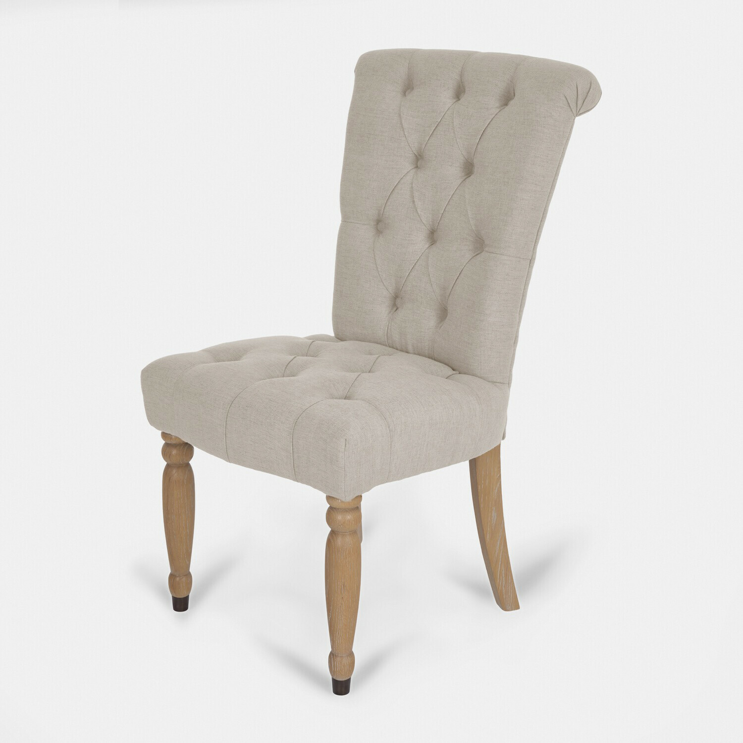 Silla Claville Silla tapizada gris con patas de madera y respaldo capitoné para comedor