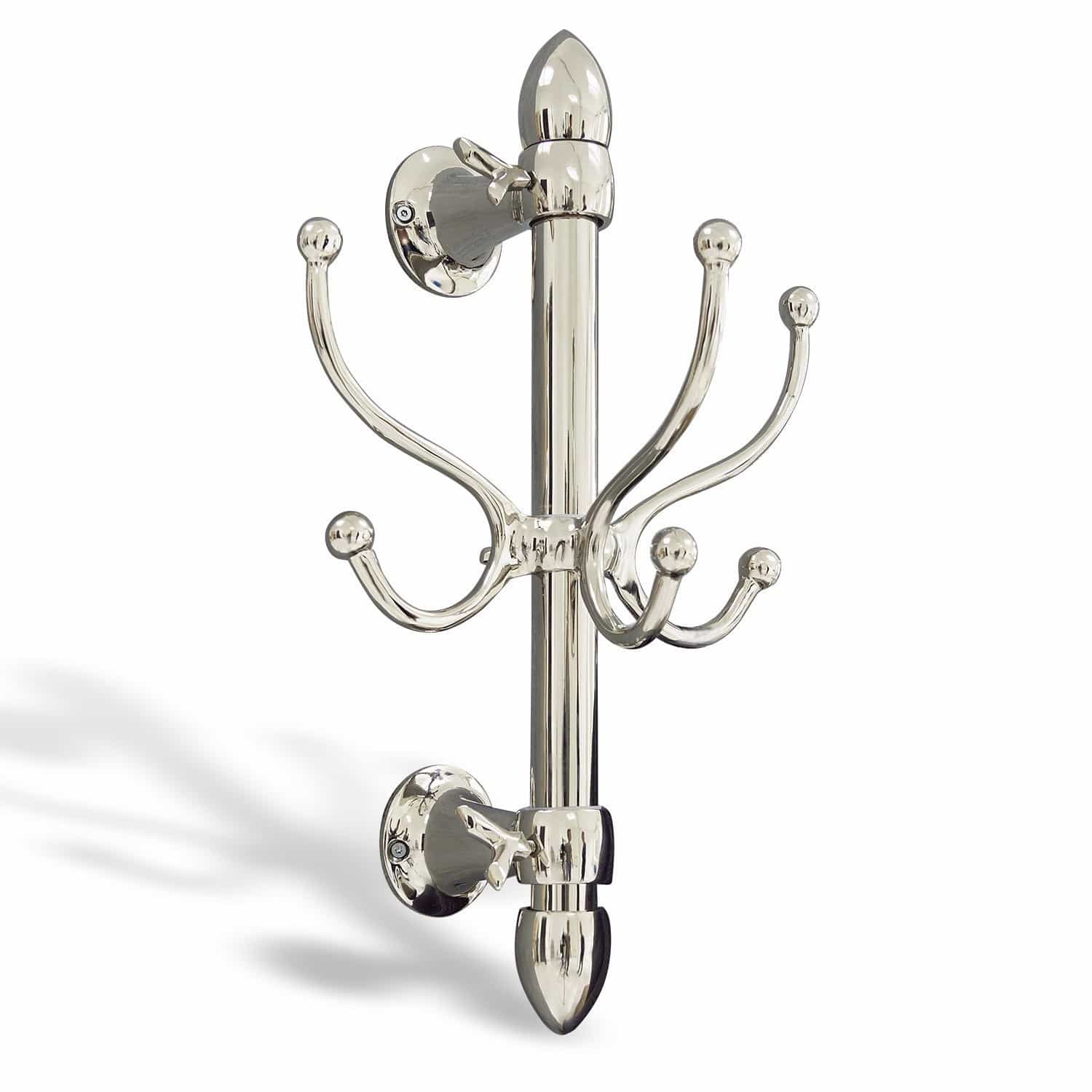 plata Perchero de pared de metal plateado con varios ganchos para colgar ropa