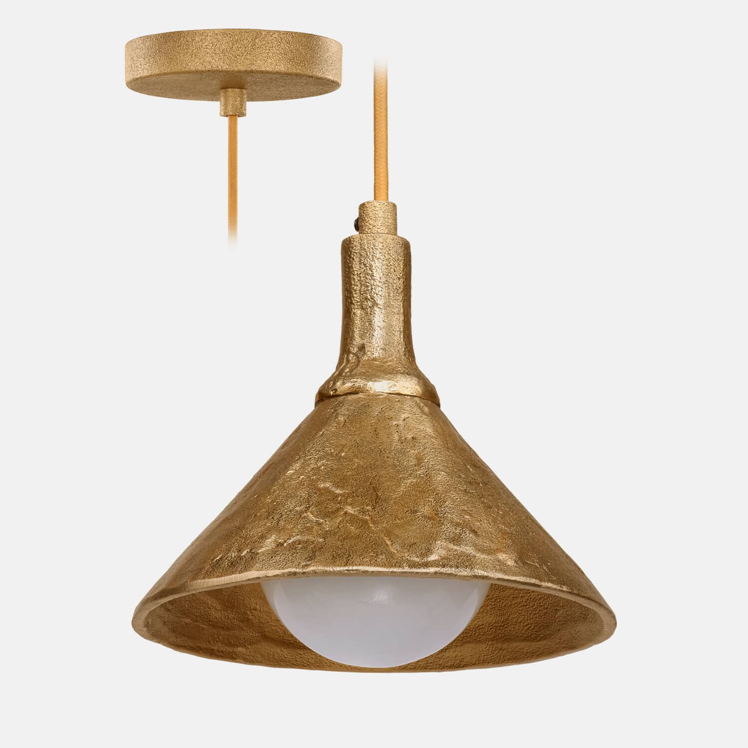 Lámpara colgante Quenlivre Lámpara colgante de metal dorado con pantalla texturizada y bombilla blanca para iluminación interior
