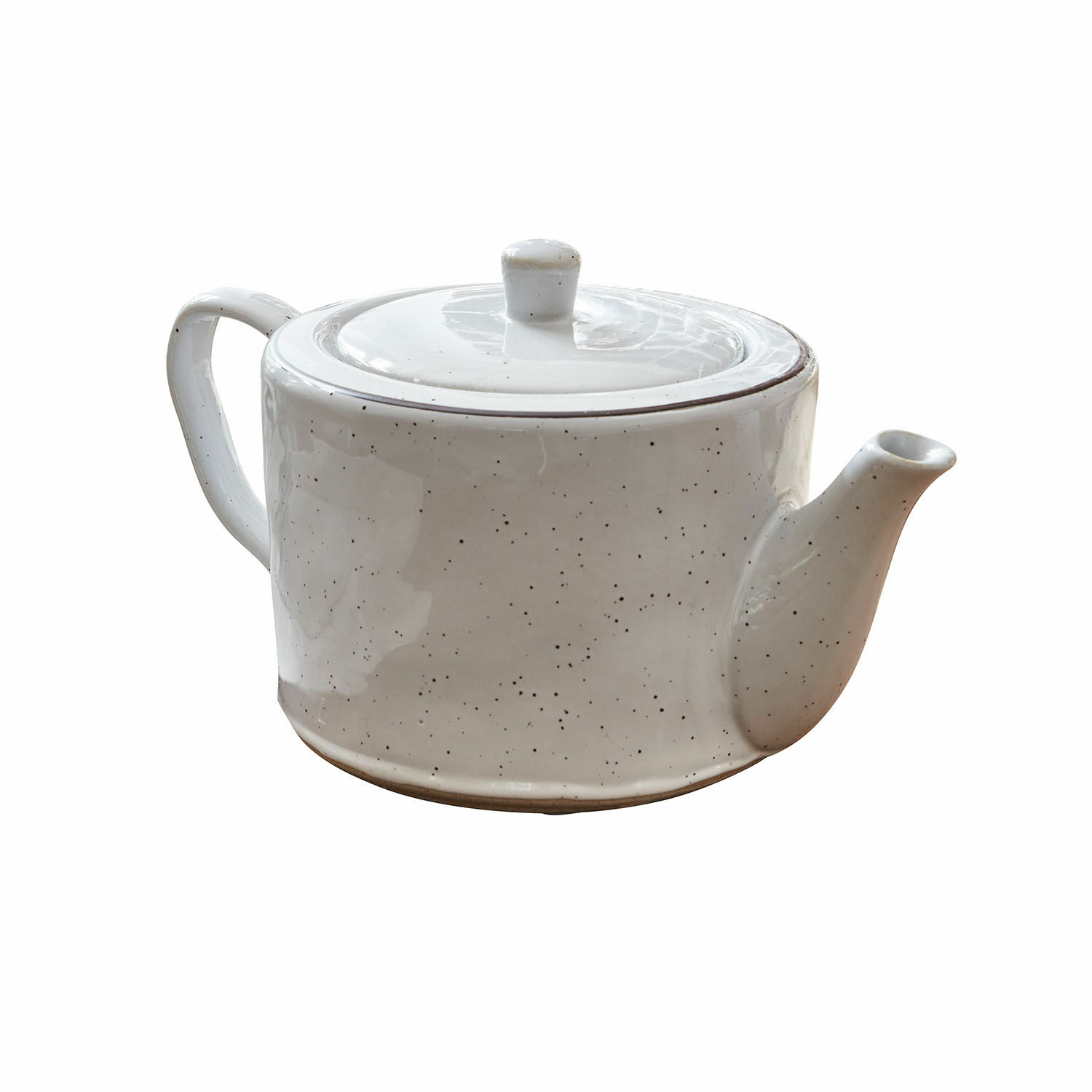 Tetera de cerámica blanca con tapa y manchas negras, diseño clásico para té