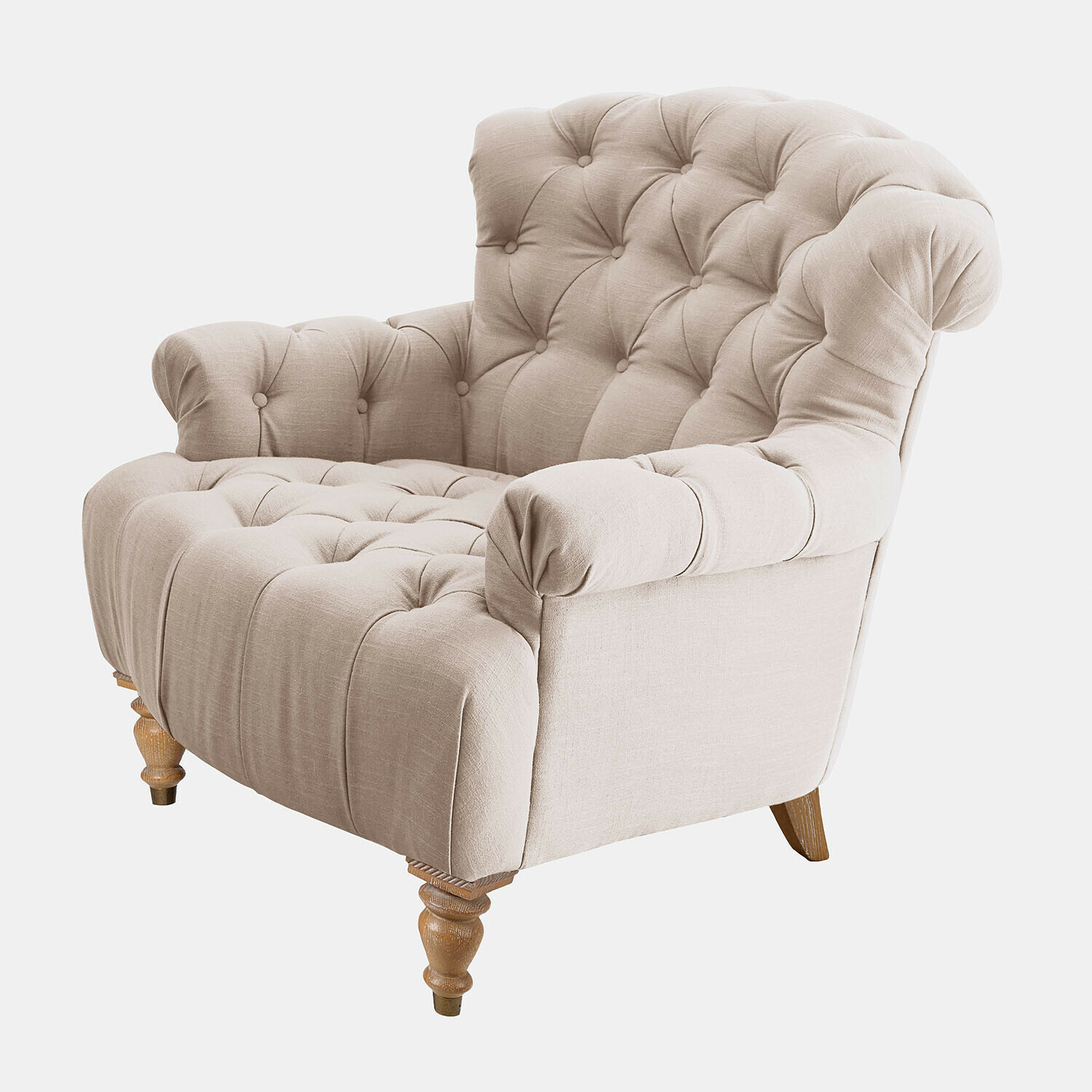 Sillón Springfield Sillón beige tapizado en tela con patas de madera, asiento cómodo para sala