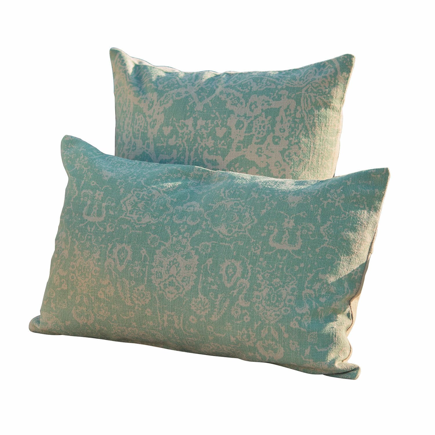 Set de 2 fundas de cojín Morwell Conjunto de dos cojines decorativos de algodón verde con patrón sutil para sala de estar