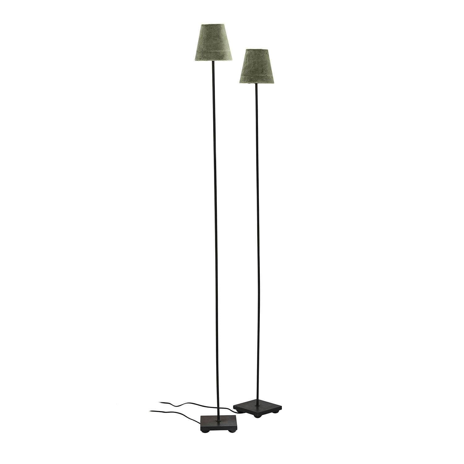 caqui/negro Set de dos lámparas de pie Tacoma con pantalla kaki y base negra de metal para sala de estar