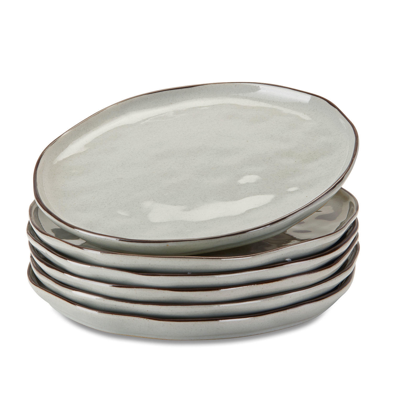Set de 6 platos grises de cerámica Biarritz con borde irregular para comedor