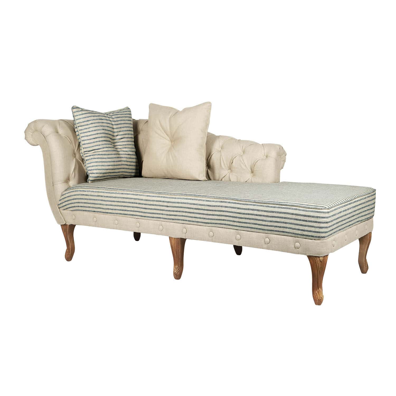 Chaise longue Viviani Chaise longue elegante con tapicería beige y patas de madera, ideal para salón y descanso cómodo