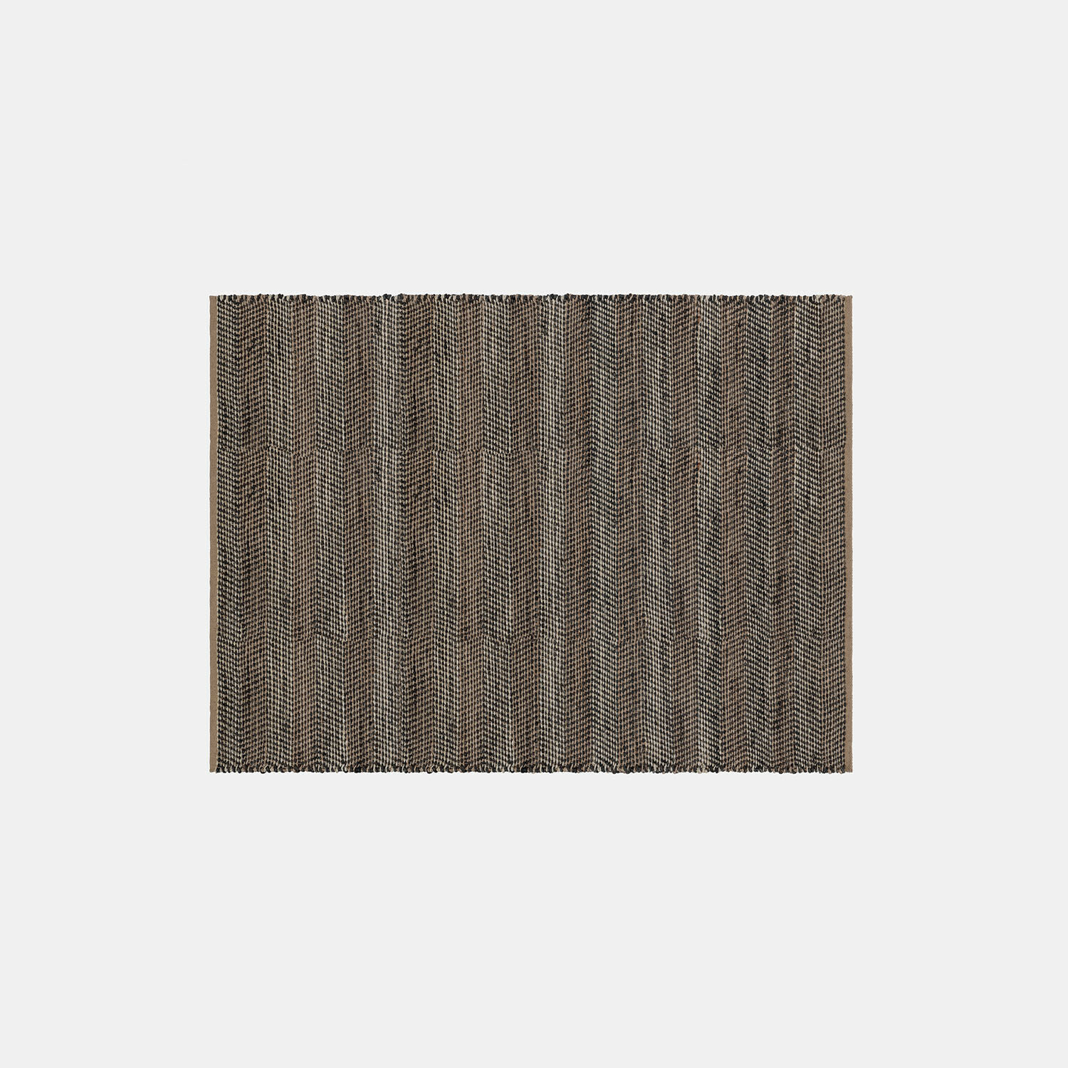 Alfombra Myråsen Alfombra de yute marrón y negra con patrón geométrico, material natural para decoración de suelos