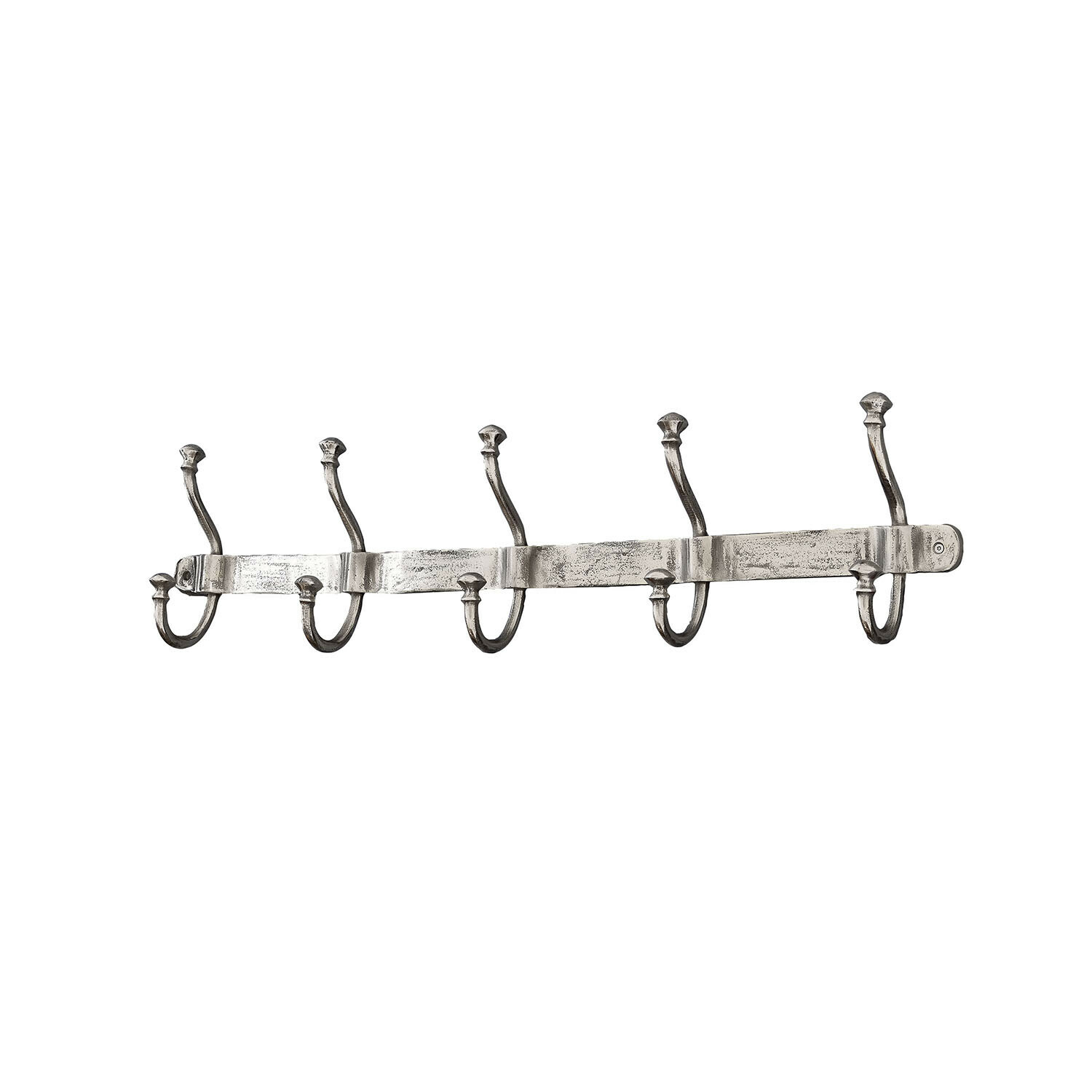 plata antiguo Perchero metálico con cinco ganchos en color plata antigua para colgar ropa