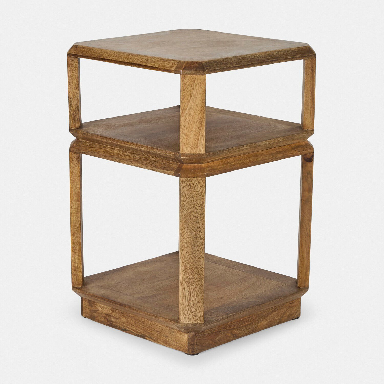 Mesa auxiliar Inverly Mesa auxiliar de madera natural con tres estantes, diseño sencillo para salón