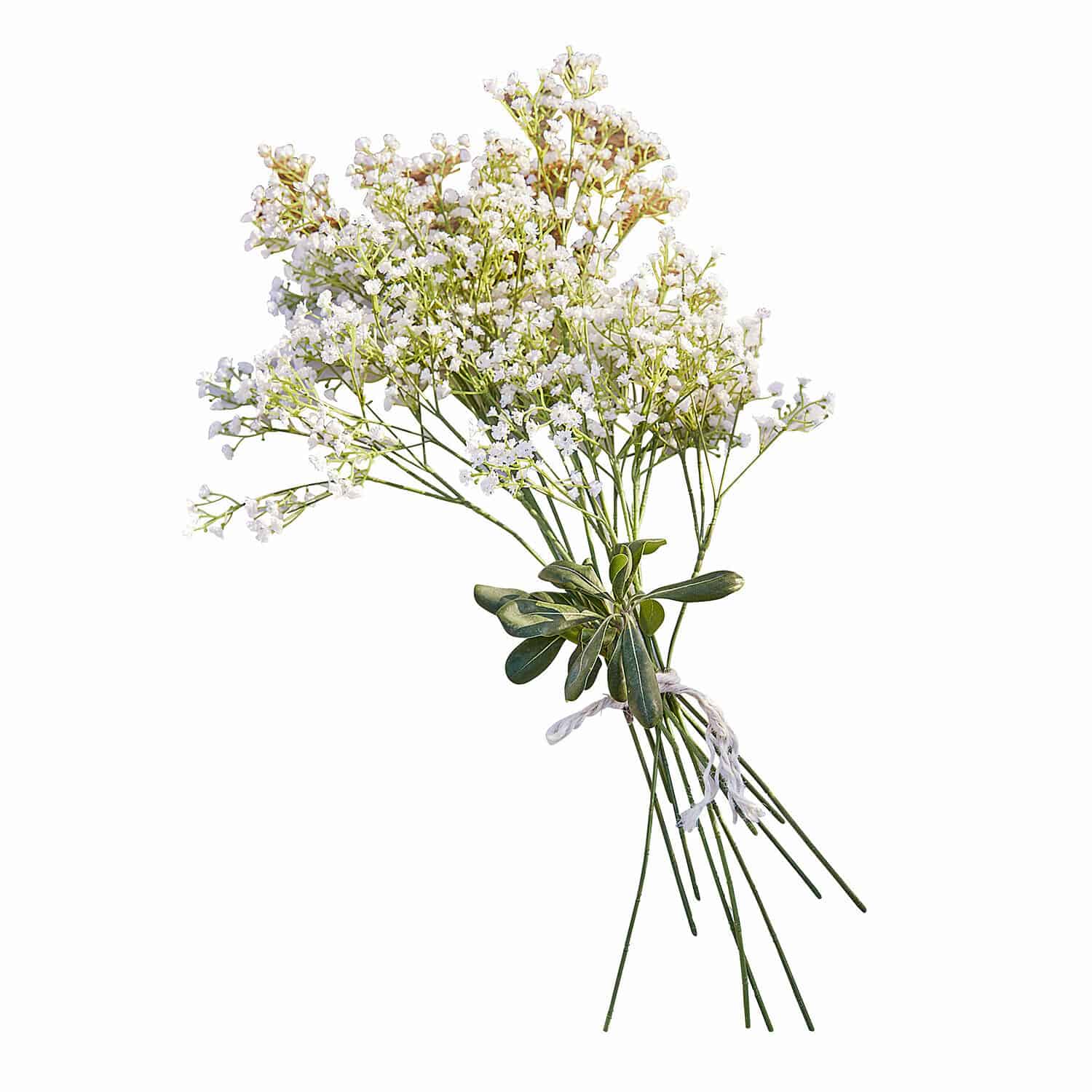 Ramo de flores decorativo Lorraine Ramo de flores blancas decorativas con hojas verdes y tallos largos para decoración interior