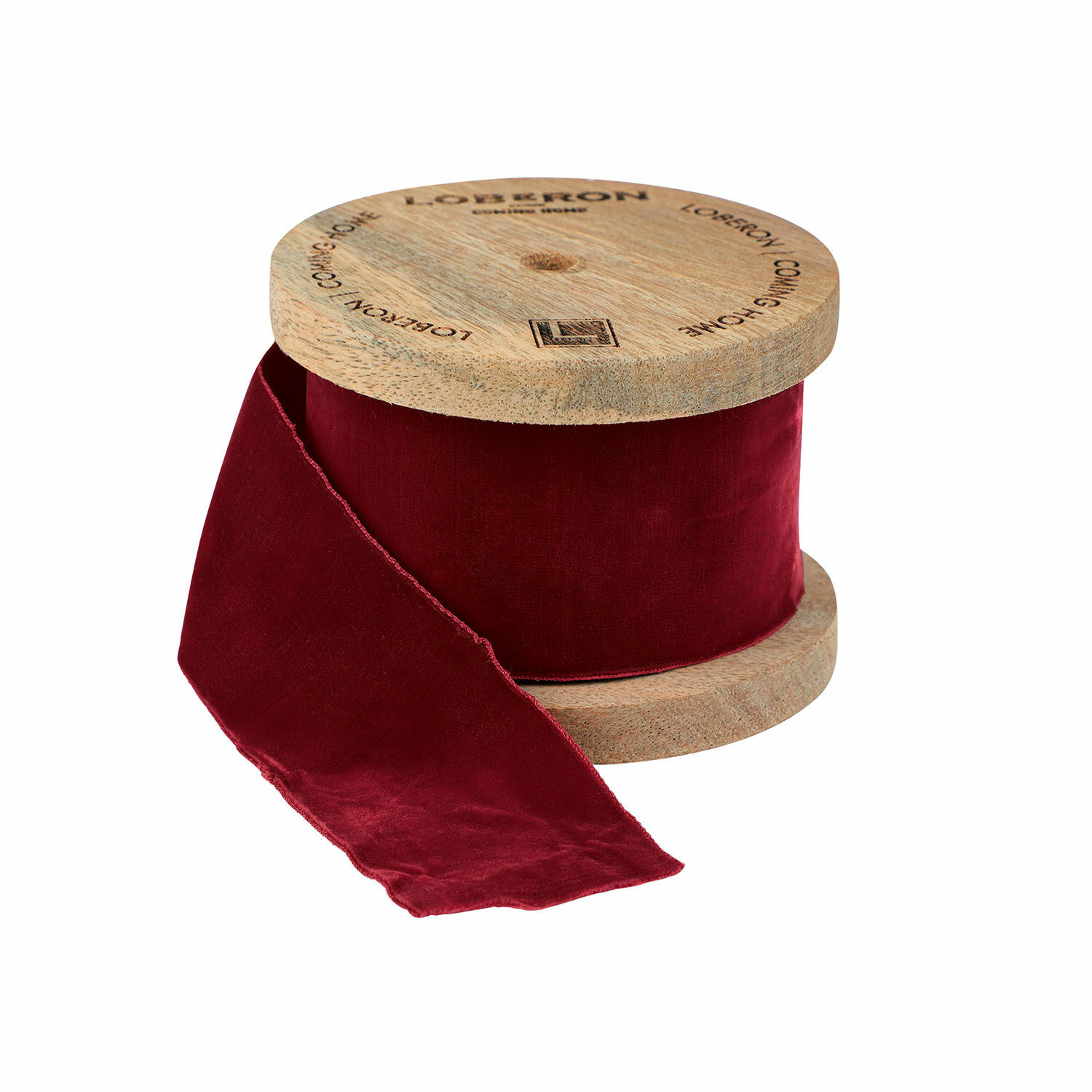 Cinta de terciopelo Phaedra Cinta de terciopelo roja en carrete de madera para decoración y manualidades