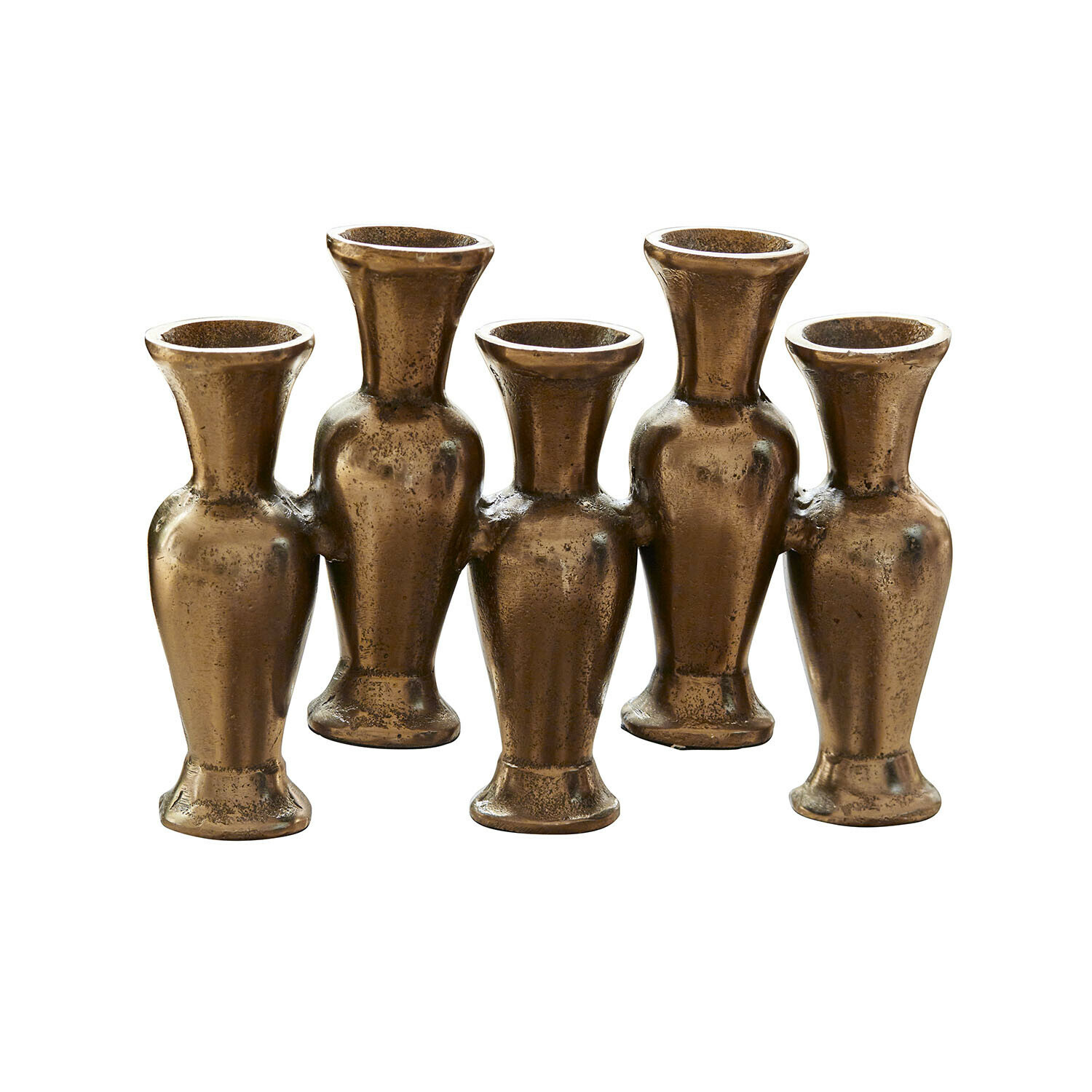 Jarrones Soretta Conjunto de cinco jarrones decorativos de latón en color oro envejecido para interiores