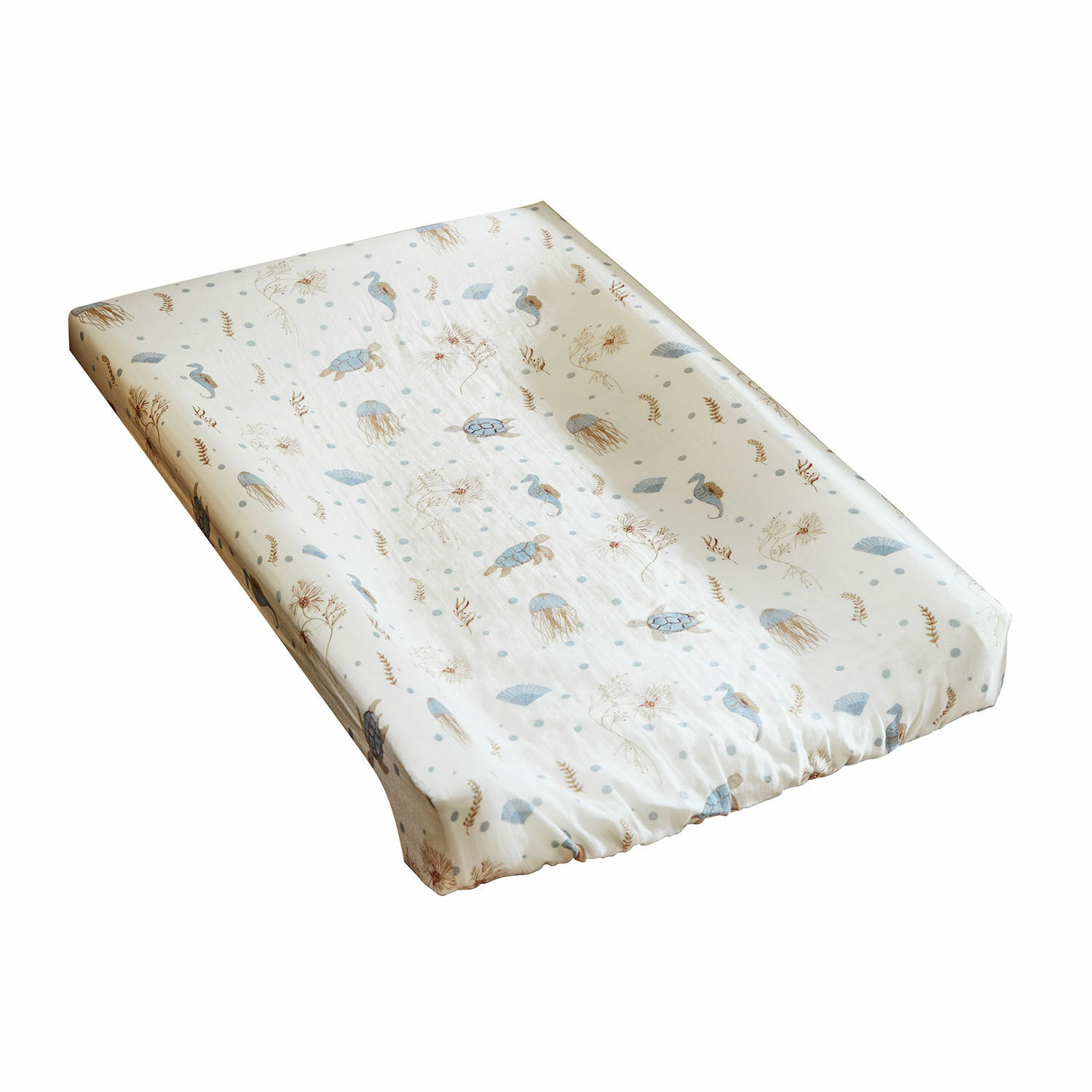 Funda para cambiador Tinkertop Funda de colchón para cambiar pañales de algodón con diseño marino de tortugas y medusas
