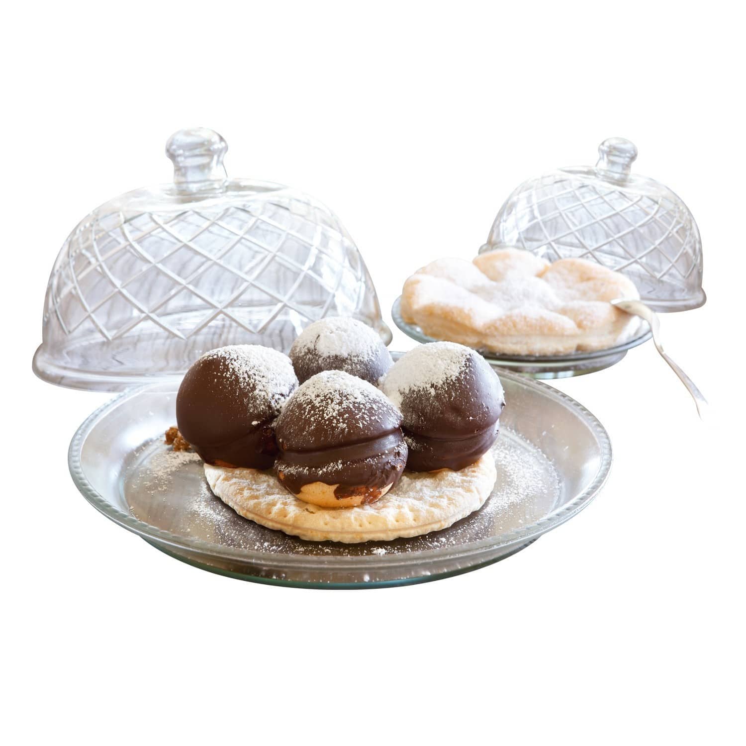 Set de 2 campanas de cristal con plato Darlington