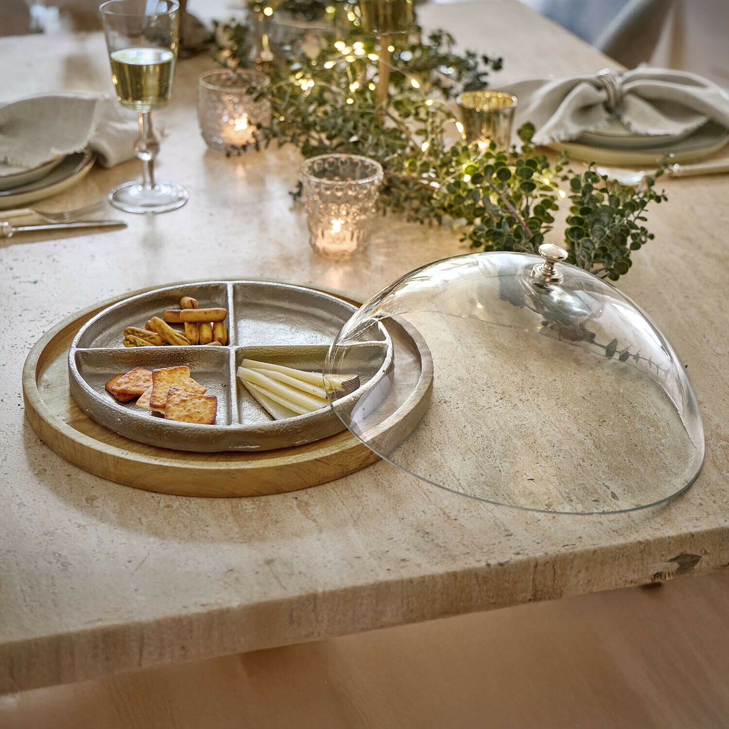 Campana de cristal con plato Adelfia