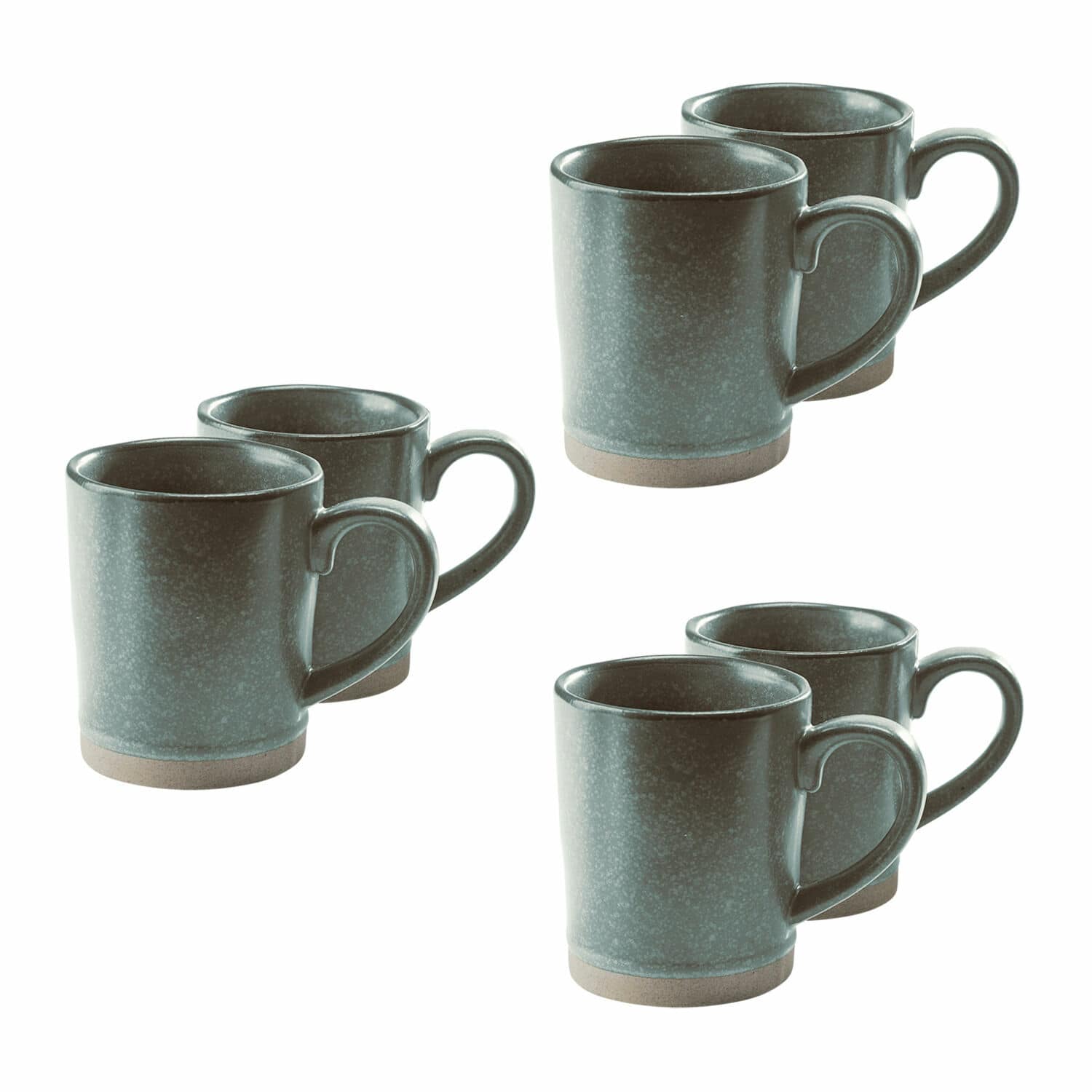 Set de 6 tazas Biarré Juego de seis tazas de cerámica gris con asa, ideales para café y té