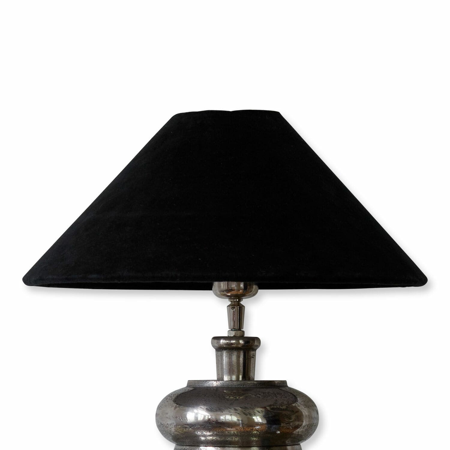 Pantalla de lámpara Emmera de terciopelo negro con base metálica para lámpara de mesa