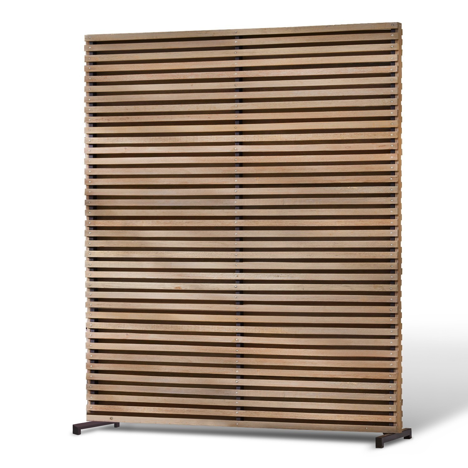 Pared divisoria Derby Panel decorativo de madera natural con patas metálicas para interiores y exteriores