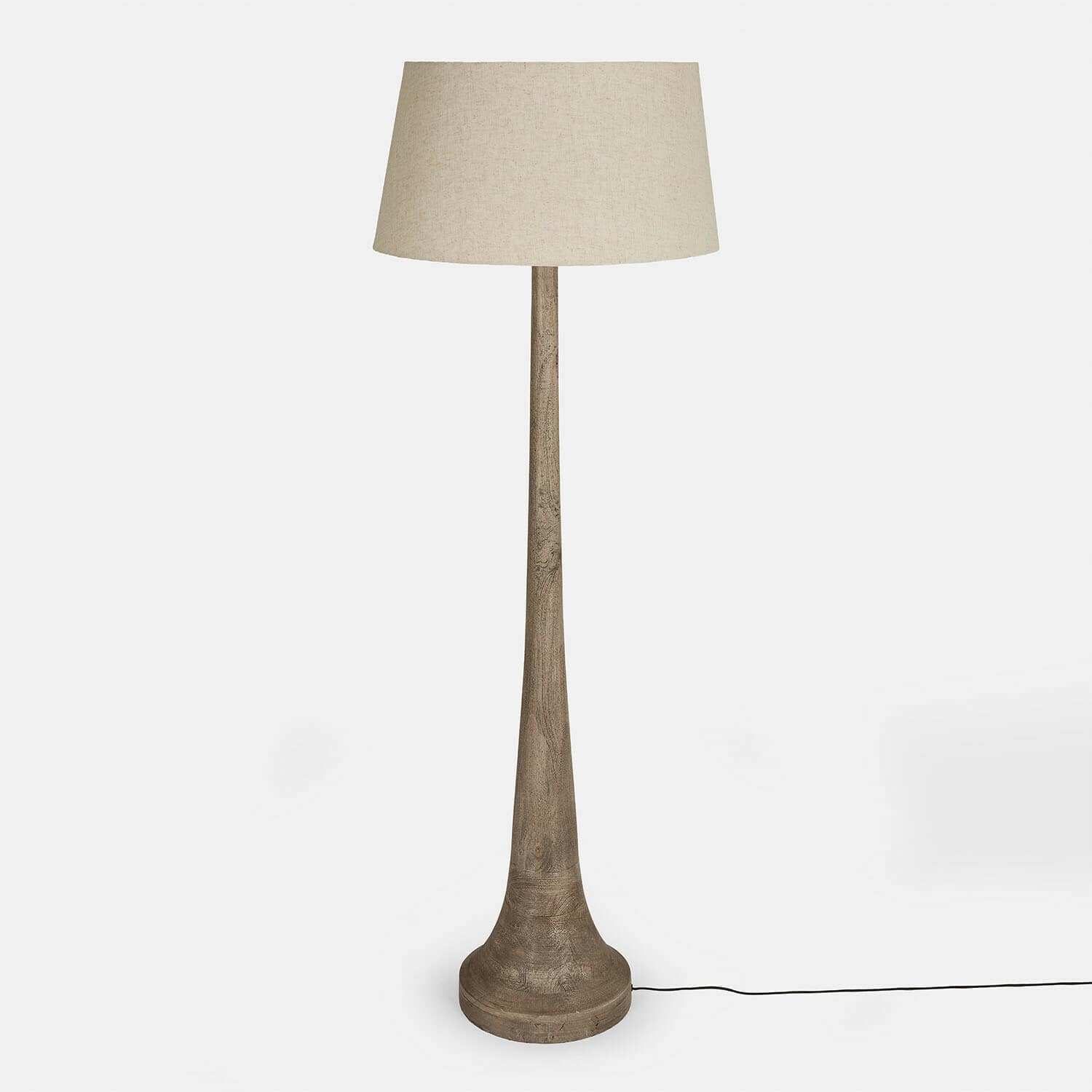 Lámpara de pie Helsfjord Lámpara de pie con base de madera y pantalla beige, diseño moderno para iluminación interior