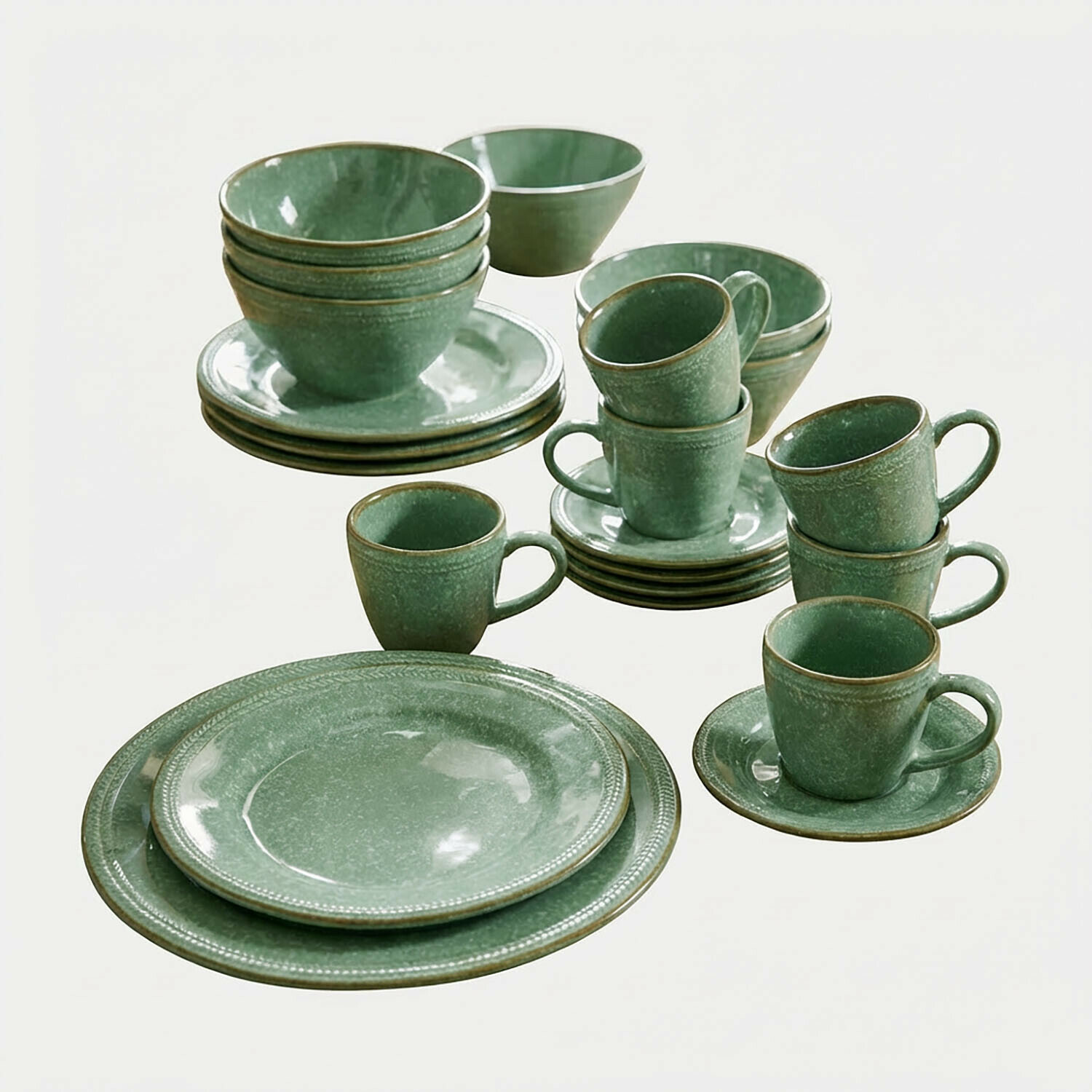 verde Juego de vajilla verde Norrvik de cerámica con 30 piezas, perfecto para uso diario y decoración de mesa