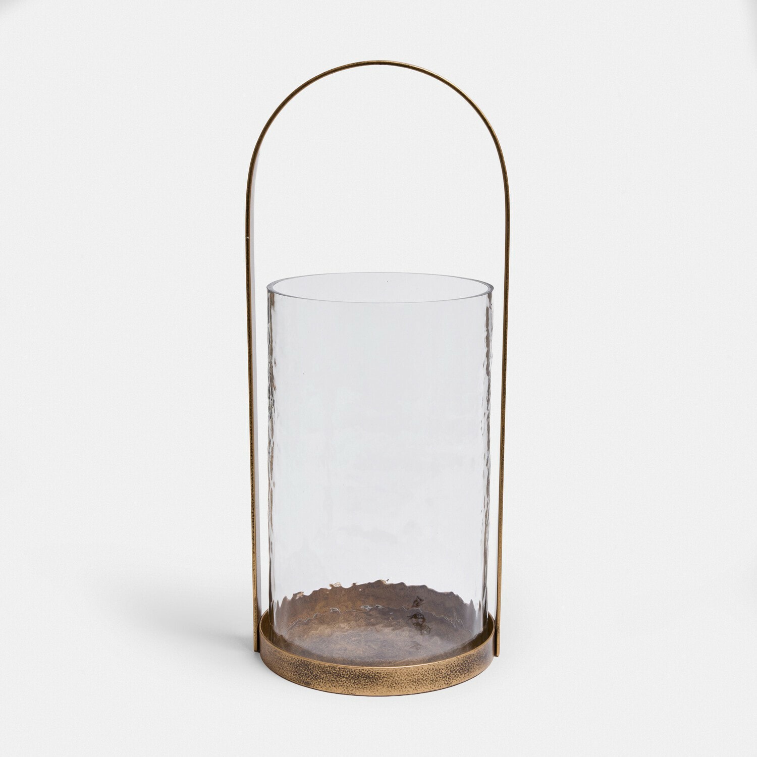 Portavelas Omirah Farol de cristal transparente con marco metálico de latón en estilo vintage elegante