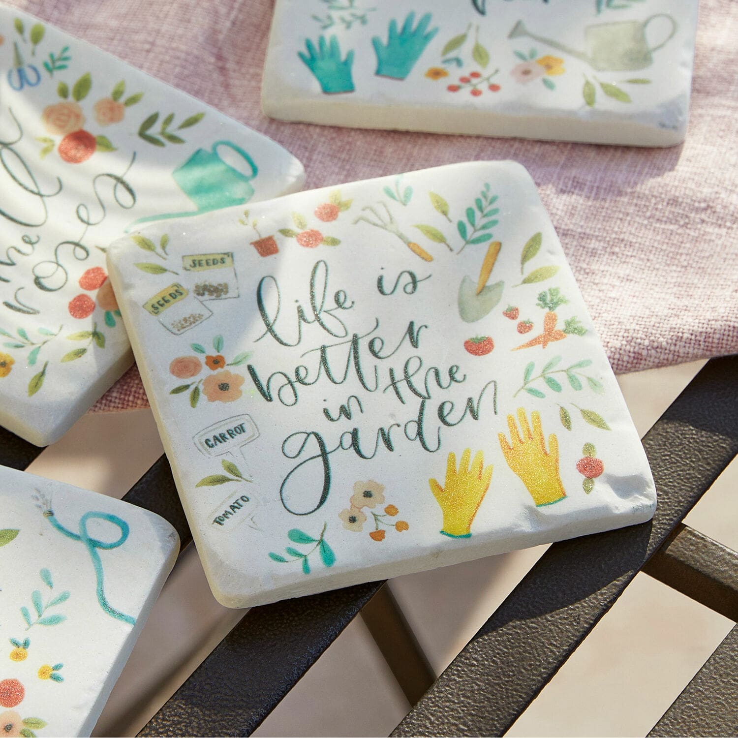 Set de 4 posavasos Happy