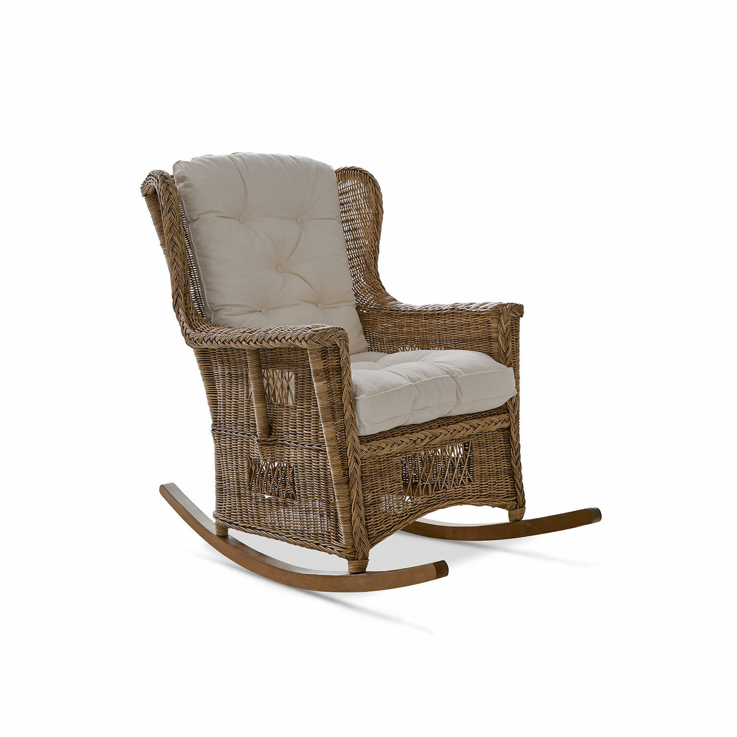 Mecedora Jeveren Mecedora de ratán con cojín crema, color natural, silla cómoda para sala de estar