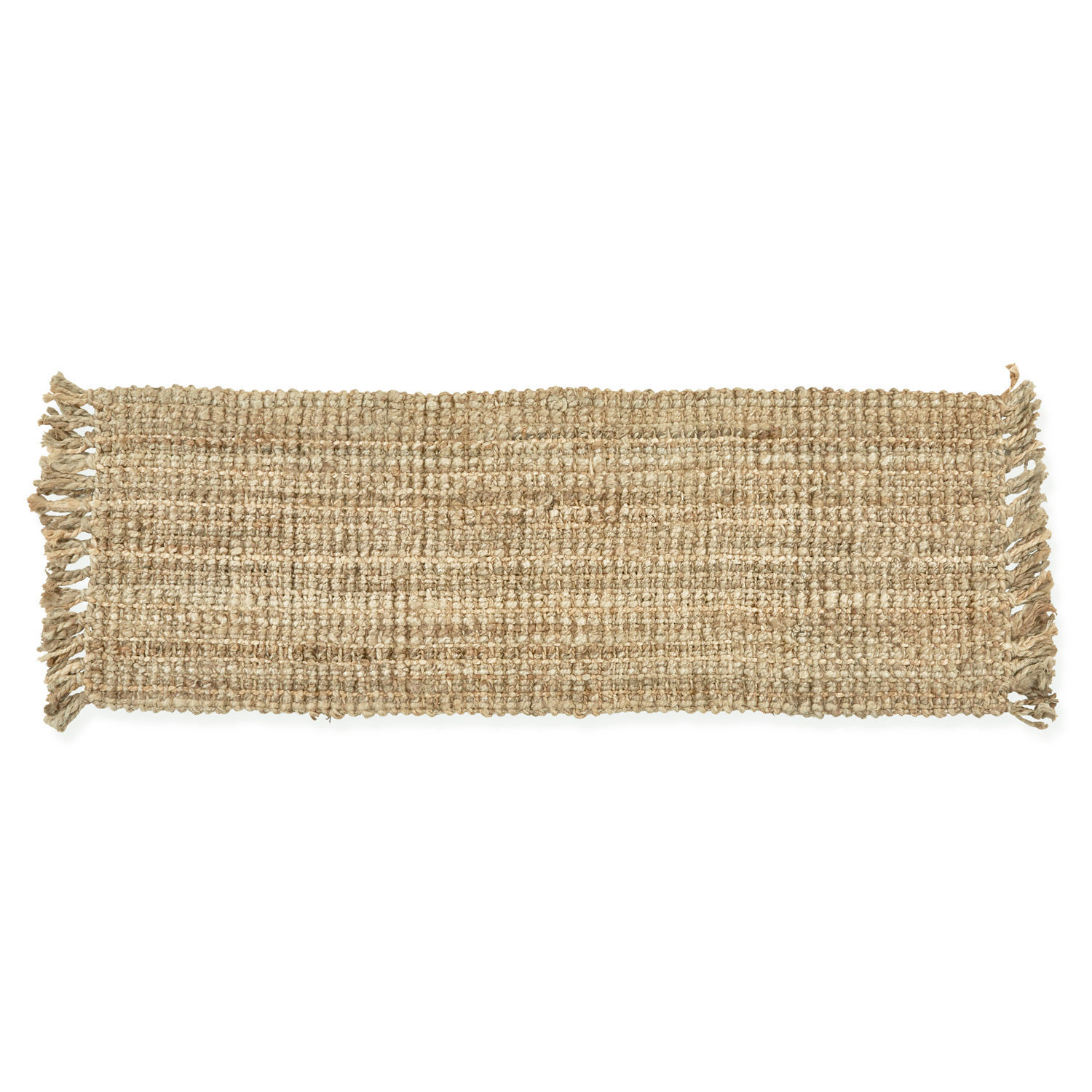 Alfombra Hermitage Alfombra beige de yute con flecos en los lados, material natural, decoración para suelo