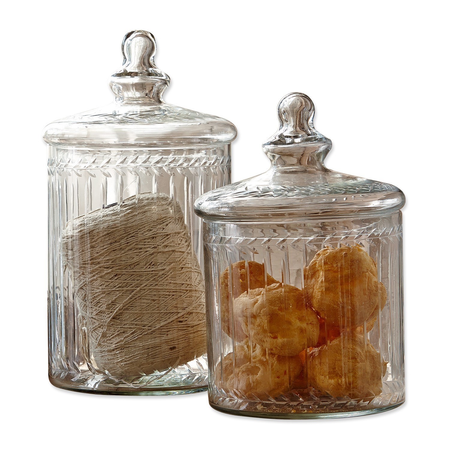 Set de 2 tarros de cristal Maledisant Recipientes de vidrio transparente con tapas decoradas, ideales para almacenamiento en cocina