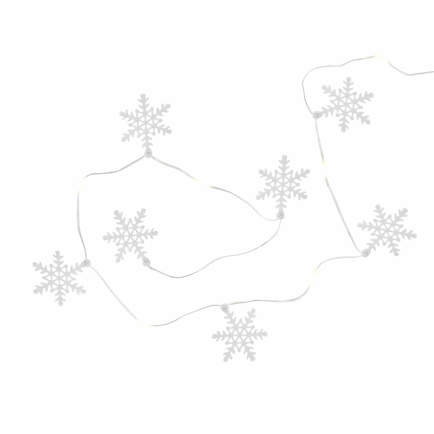 Luces de hadas Azmira Guirnalda de luces con copos de nieve blancos en cable fino para decoración invernal