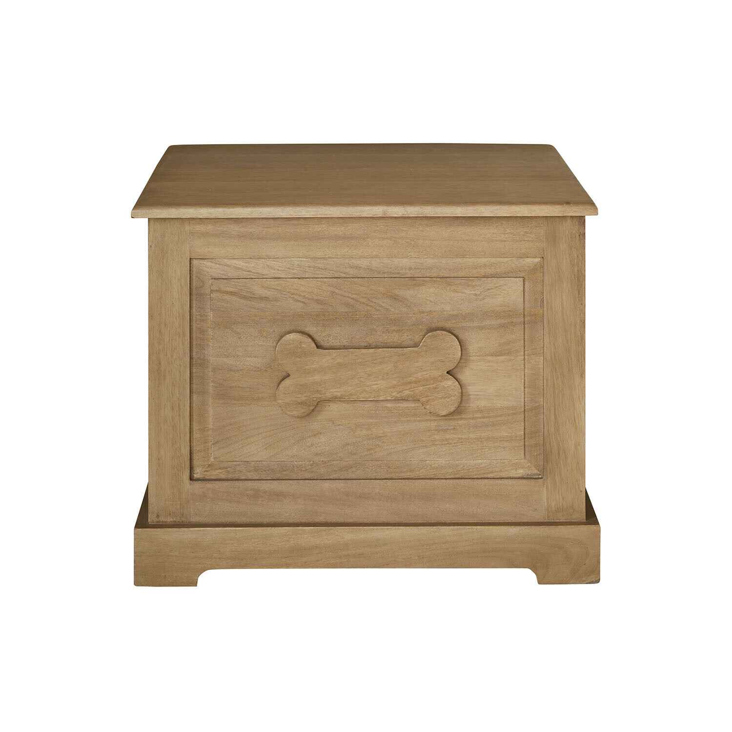 Baúl Alourine Baúl de madera natural con diseño de hueso, mueble para guardar juguetes de perro