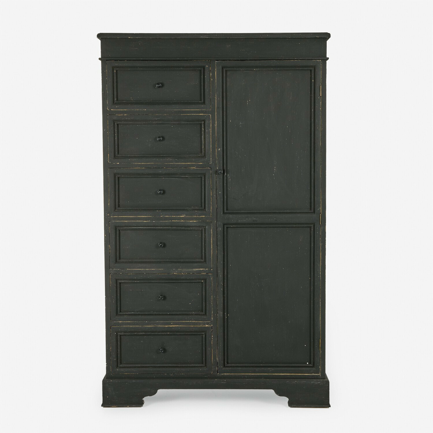 Armario Vireldan Cómoda negra de madera con seis cajones y dos puertas, mueble de almacenamiento