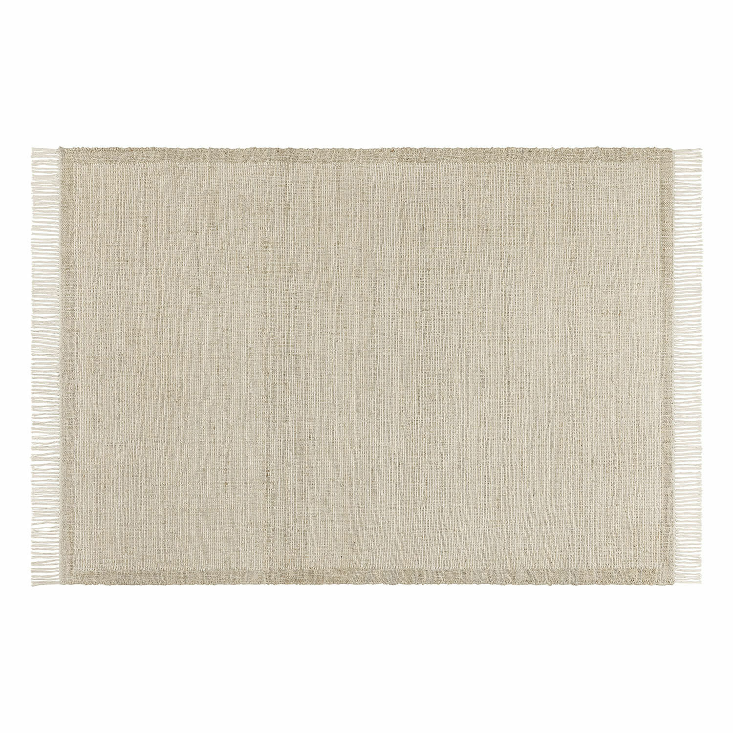 Alfombra Placidia Alfombra beige con flecos de material natural, diseño sencillo para decoración interior