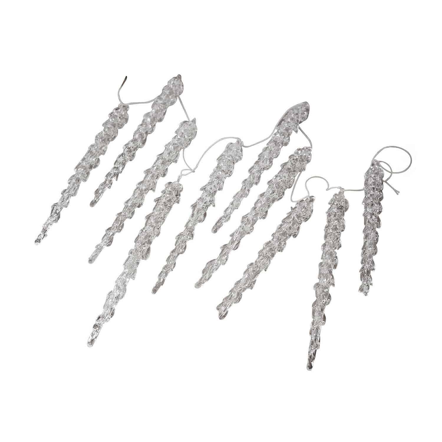 Guirnalda Zalitha Guirnalda de carámbanos de vidrio transparente para decoración luminosa navideña y ambiente invernal
