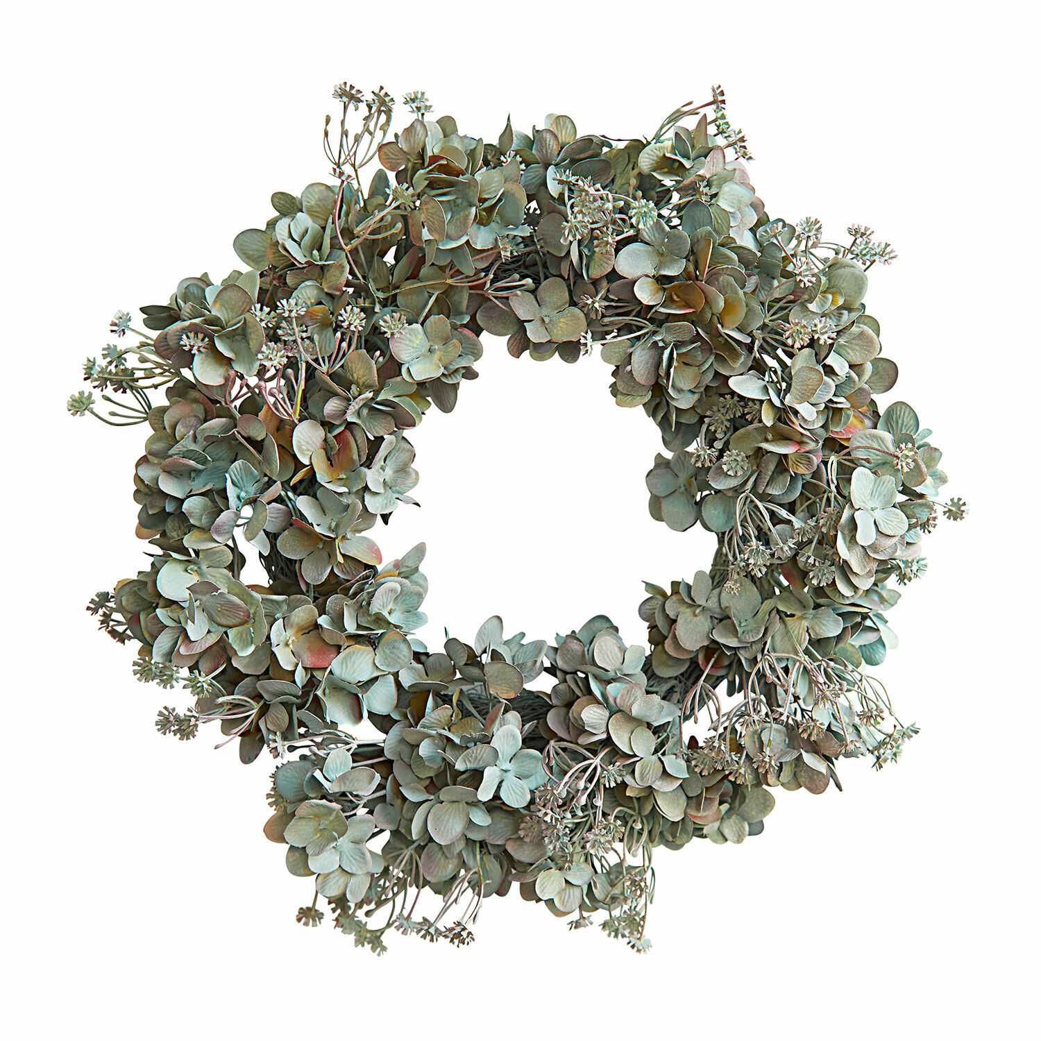 Corona Amarente Corona decorativa de hojas verdes y flores en tonos naturales para interiores