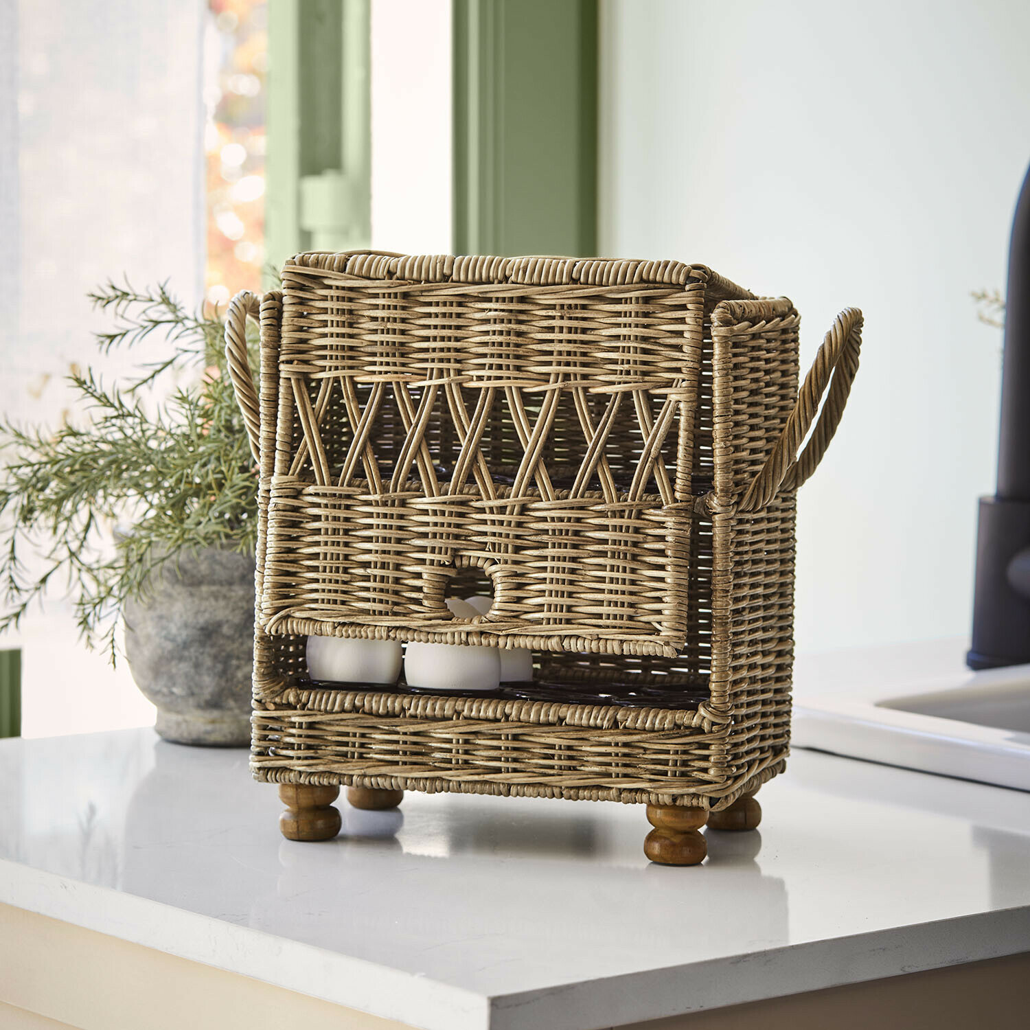 Cesta para huevos Kettlewells Cesta de ratán natural para huevos, almacenamiento práctico y decorativo para cocina