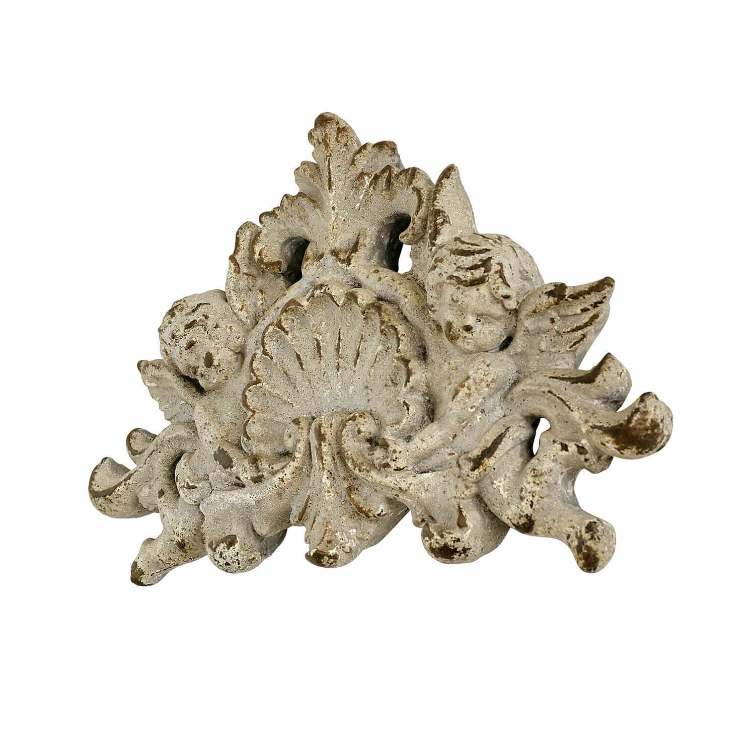Adorno de pared Gordian Adorno decorativo de resina blanca envejecida con ángeles para decoración vintage interior