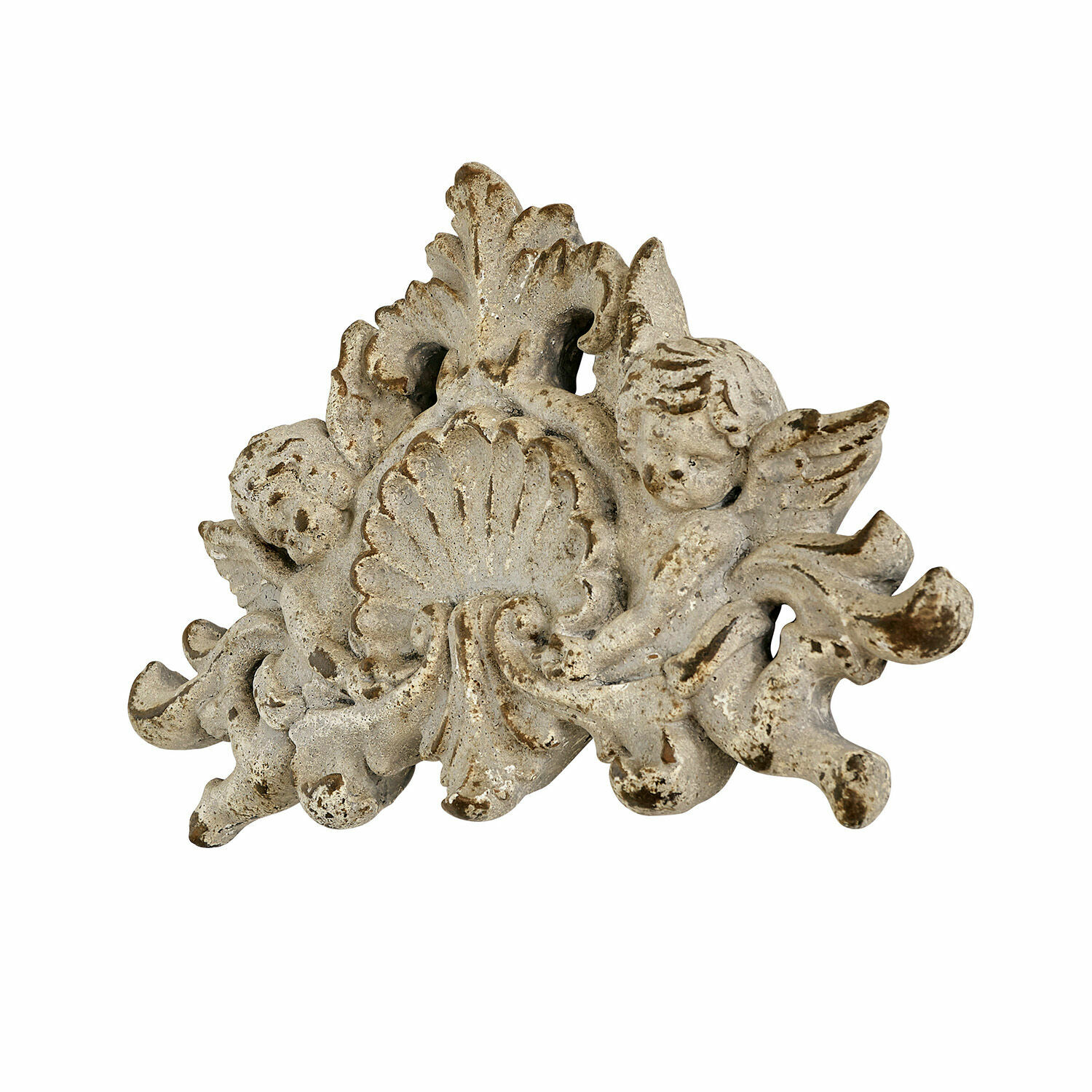 Adorno de pared Gordian Adorno decorativo de resina blanca envejecida con ángeles para decoración vintage interior