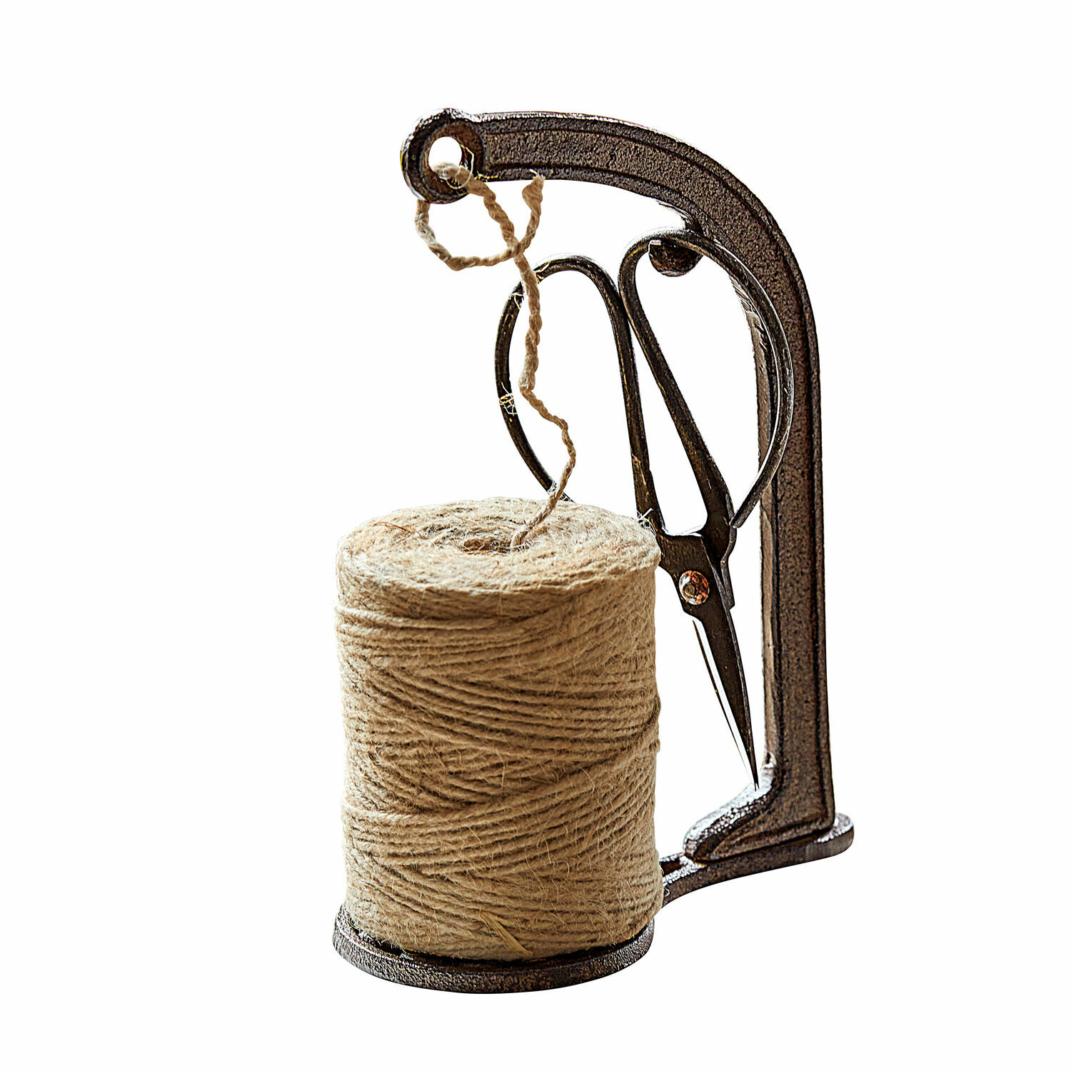 Portacordones con tijeras Preston Soporte metálico con cuerda natural beige y tijeras, accesorio práctico para hogar y jardín